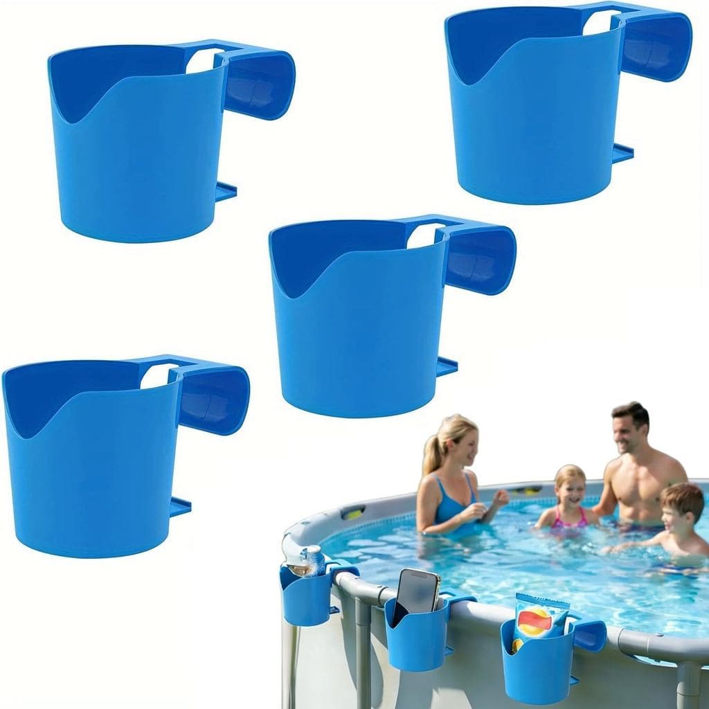 Conjunto de 4 Suportes para Copos de Piscina para Piscinas Elevadas, Acessórios para Piscinas Elevadas, Suporte para Cop