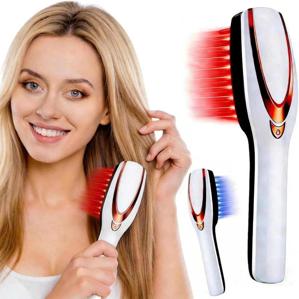 Escova de Cabelo com Luz Vermelha, Escova Massageadora Elétrica para Couro Cabeludo, Dispositivos de Pente com Luz Verme