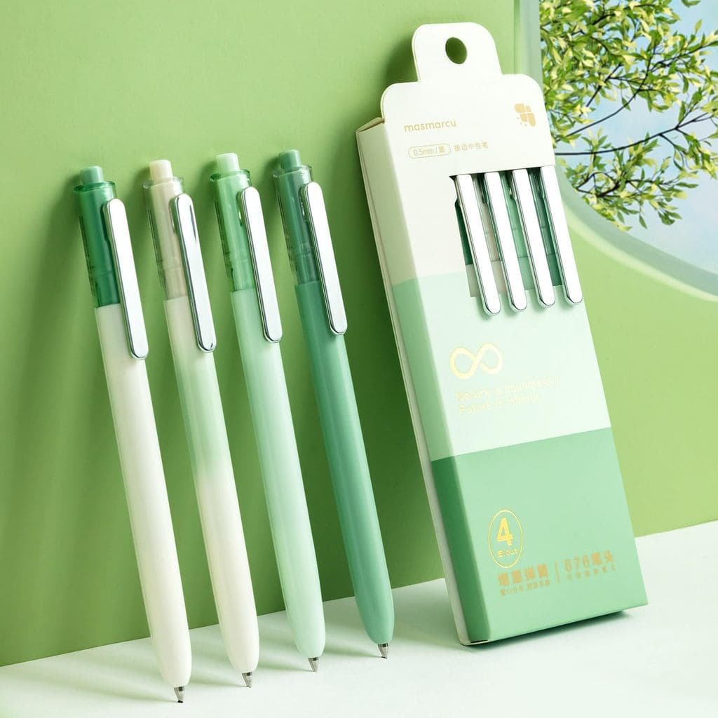 M&G 4 Canetas Gel, Canetas de Ponta Fina com Tinta Preta de 0,5mm, Canetas Rollerball de Tinta Gel Retráteis de Secagem