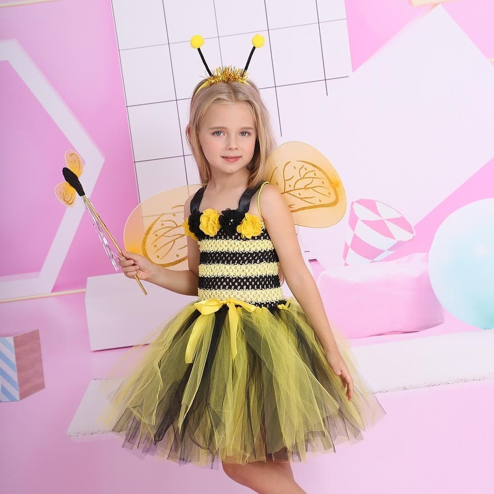 Amarelo pequena abelha Animal traje Halloween crianças cosplay traje meninas dança desempenho Pettiskirt