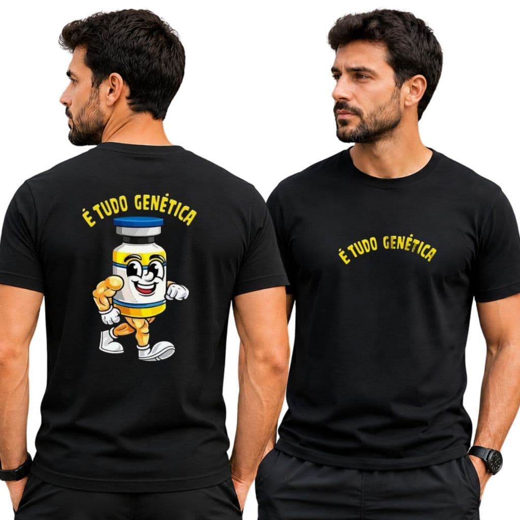 Camisa Adulto Masculino Camiseta 100% Algodão É Tudo Genetica Academia Fitness Casual Dia a Dia