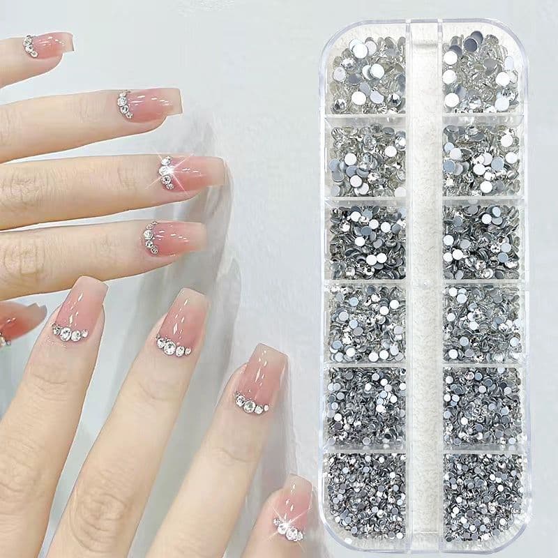 2.000 branco pequeno redondo diamantes imitação de pérolas Manicure pequenas jóias strass Super piscando destaque artesa