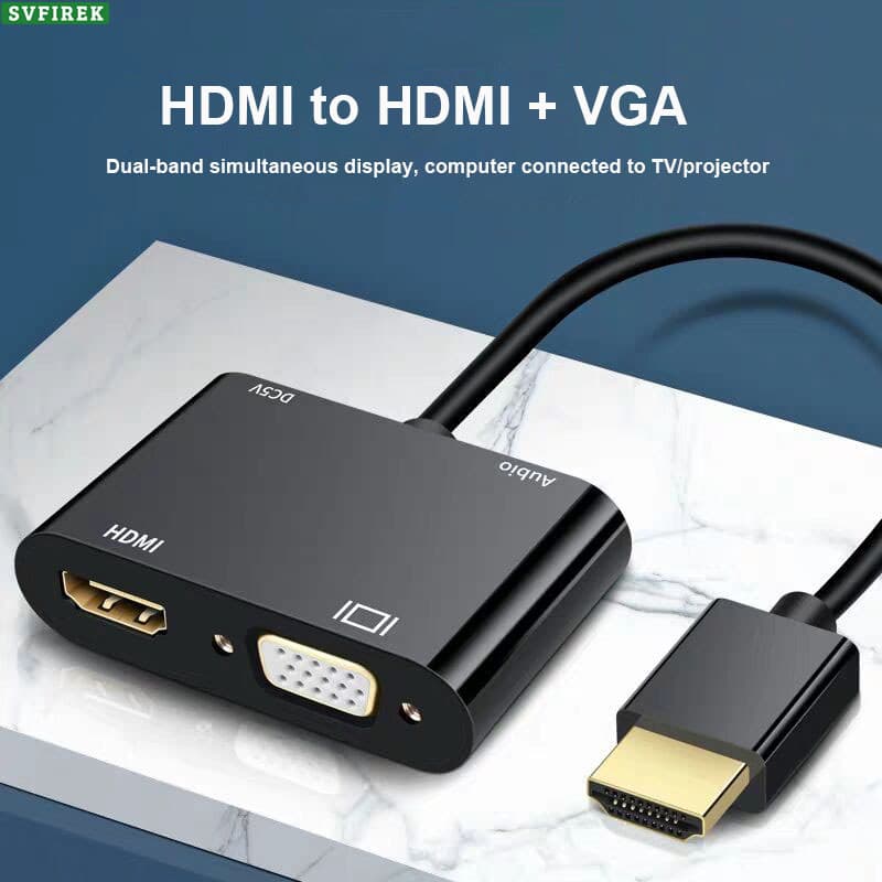 Adaptador Conversor HDMI VGA Porta Dupla 1080P HD Saída De Áudio Liga De Alumínio Todo O Núcleo De Cobre Display Duplo S