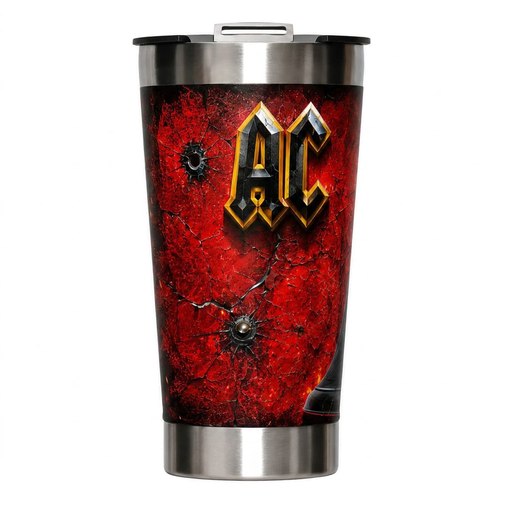 Copo Térmico 473ml Inox com Tampa - Rock Vermelho