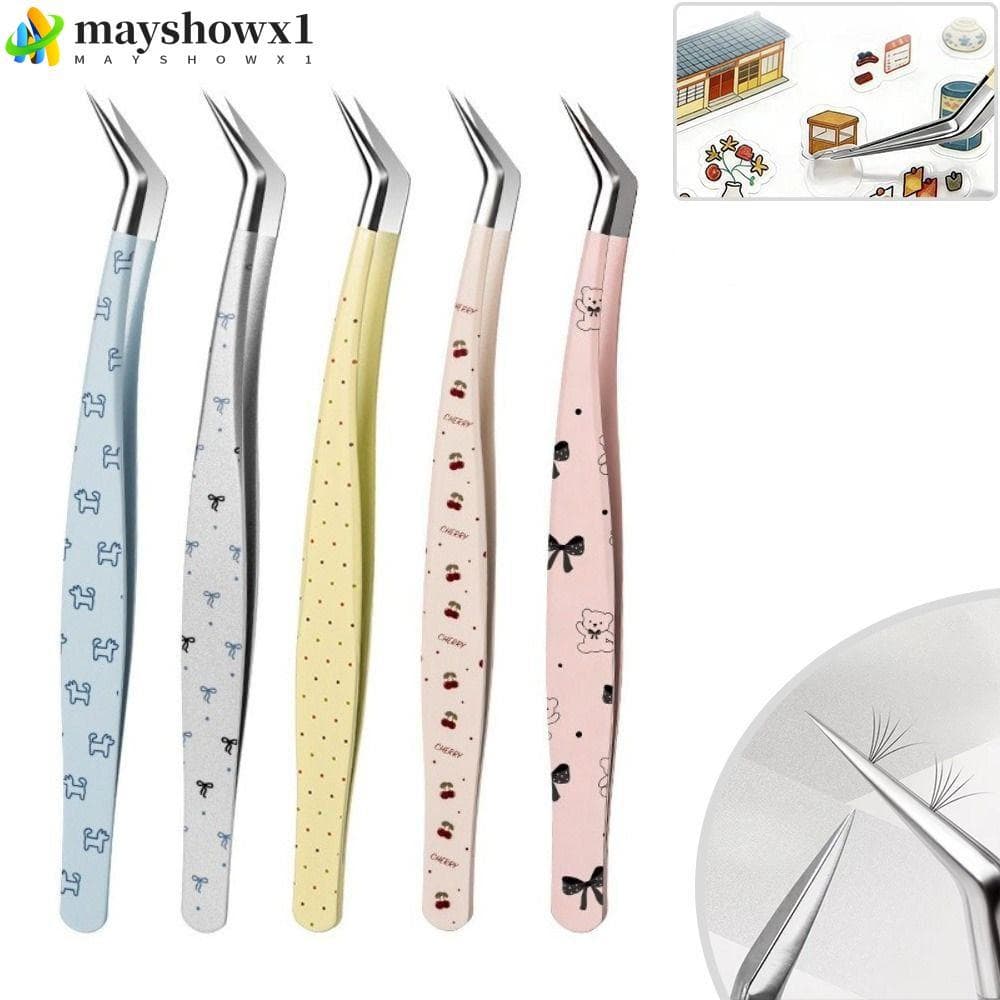 MAYSHOWX1 Pinça Para Cílios Postiços , Adesiva Curva Antiestática De Alta Precisão , Desenho Animado