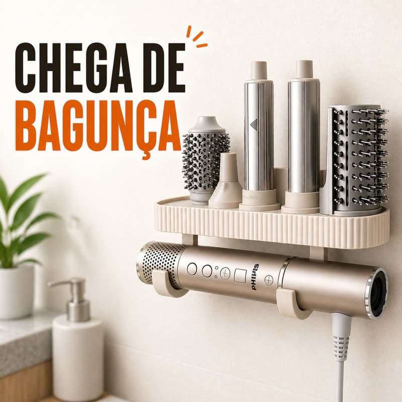 Suporte Parede Secador 4 em 1 Compatível com Dyson Airwrap | Organizador para 5 Acessórios