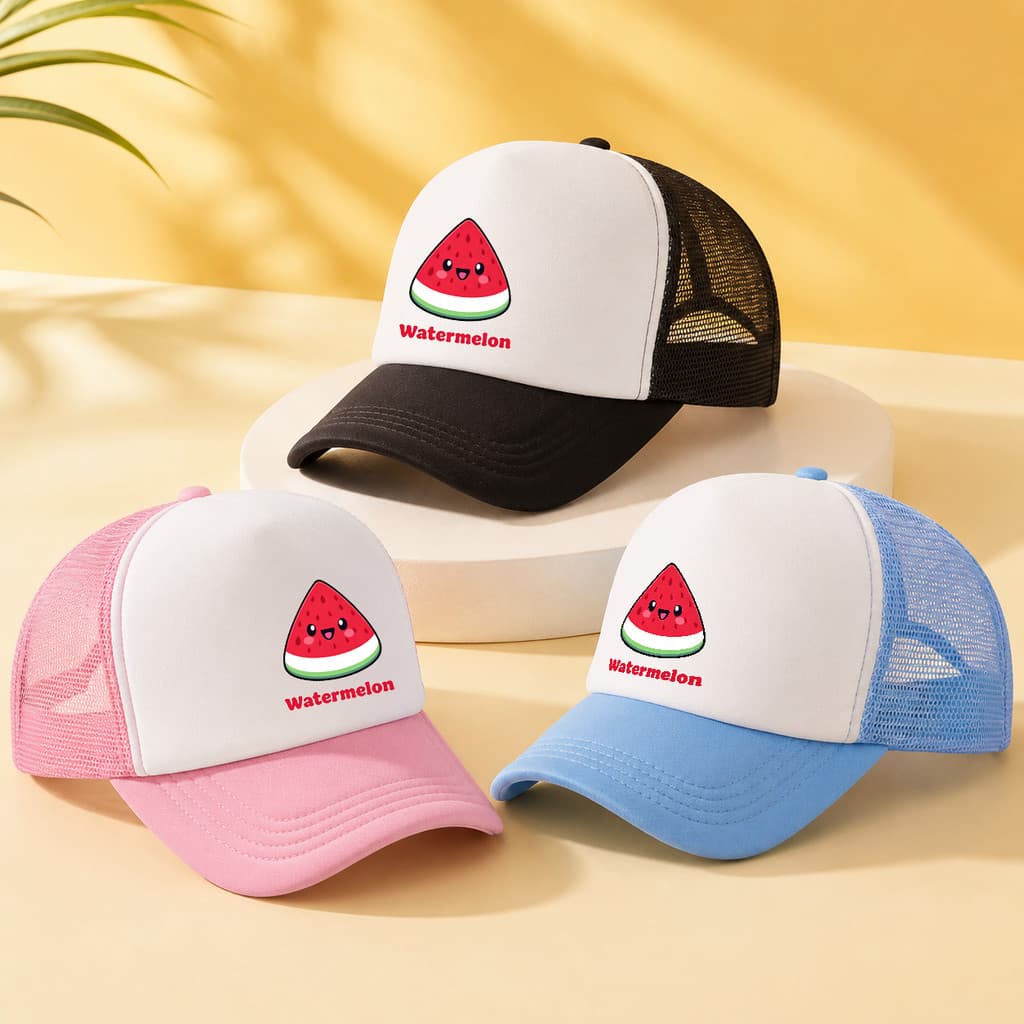 Chapéu De Beisebol Estampado Com Melancia De Desenho Animado , Malha Respirável , Guarda-Sol , Viagem , Multifuncional ,
