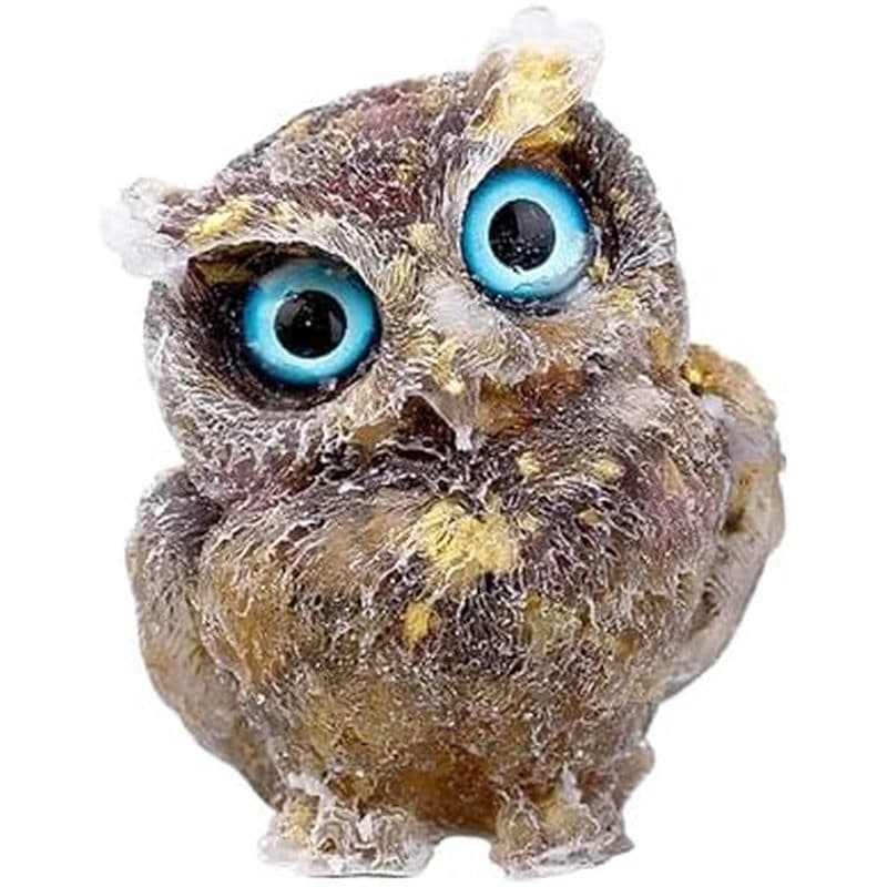 DIYOMR 2.4 polegadas (cerca de 6.1 cm) Estátua de coruja Espírito de fada Cura Estátua de coruja Energia Feng Shui Gem E