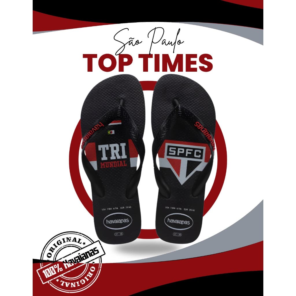 Chinelo São Paulo Top Times Tricolor Havaianas Original