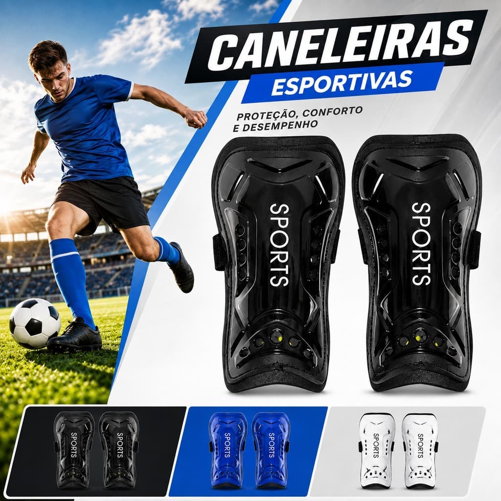 Caneleira de Futebol Infantil e Juvenil Proteção Esporte