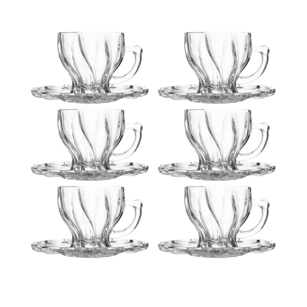 CONJUNTO 6 PEÇAS XICARAS CHA E PIRES TWIST 190ML VIDRO WOLFF