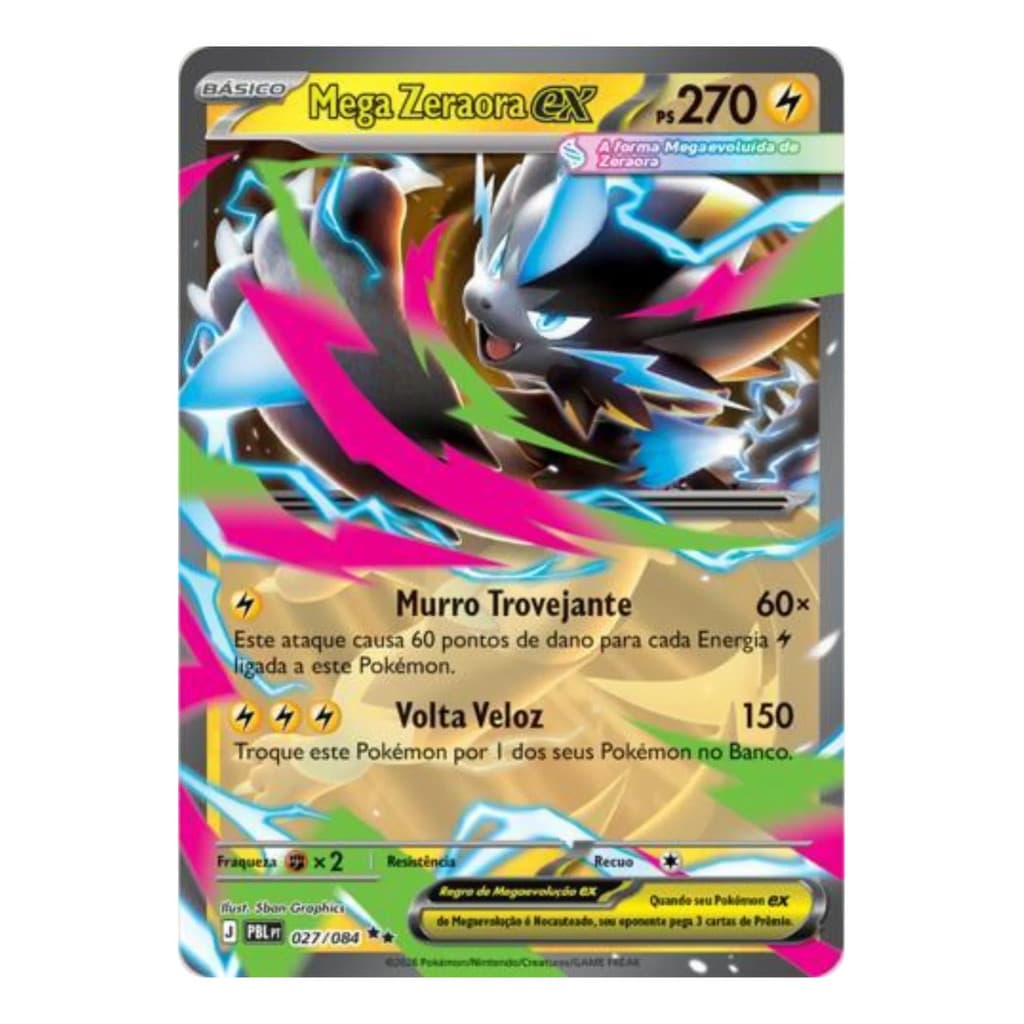 Carta Pokémon Mega Zeraora Ex 027/084 Da Escuridão Absoluta