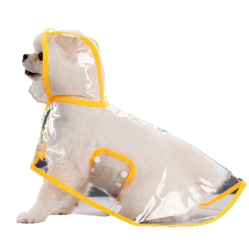 Capa De Chuva Para Cães Transparente Impermeável / Jaqueta Com Capuz Para Animal De Estimação