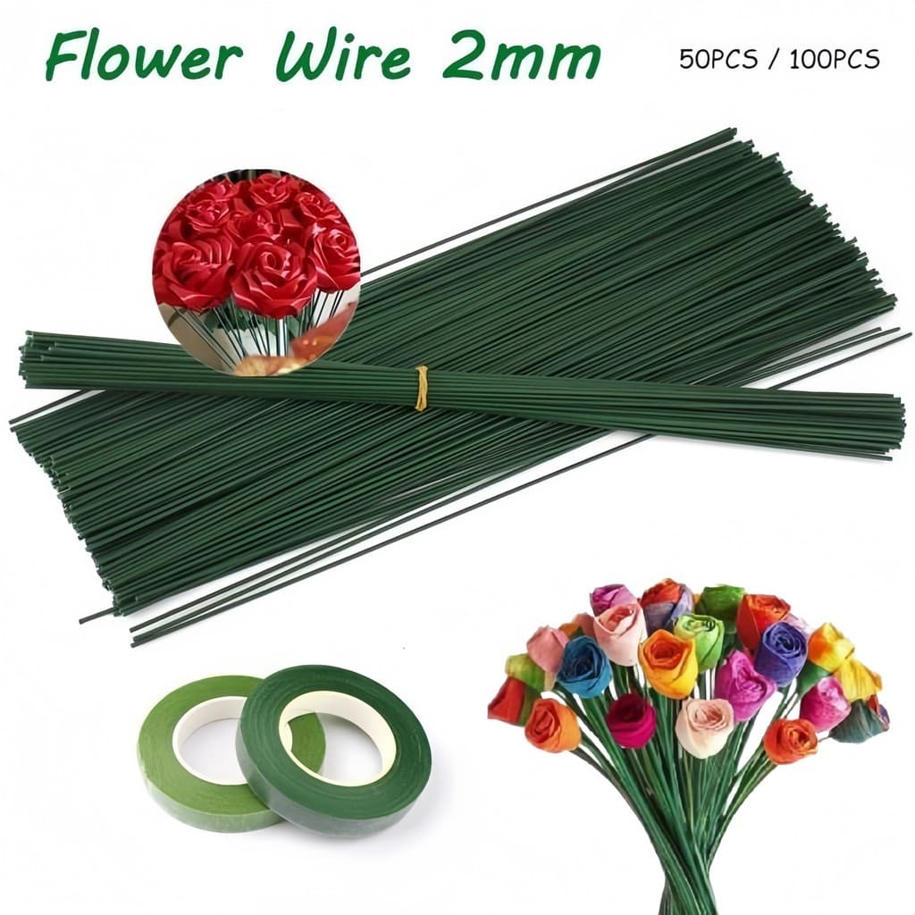 50 Pçs Vara Para Buquê De Flores Flor Verde Fio De Ferro DIY Florista Suprimentos Fazendo Materiais Floral Artesanais