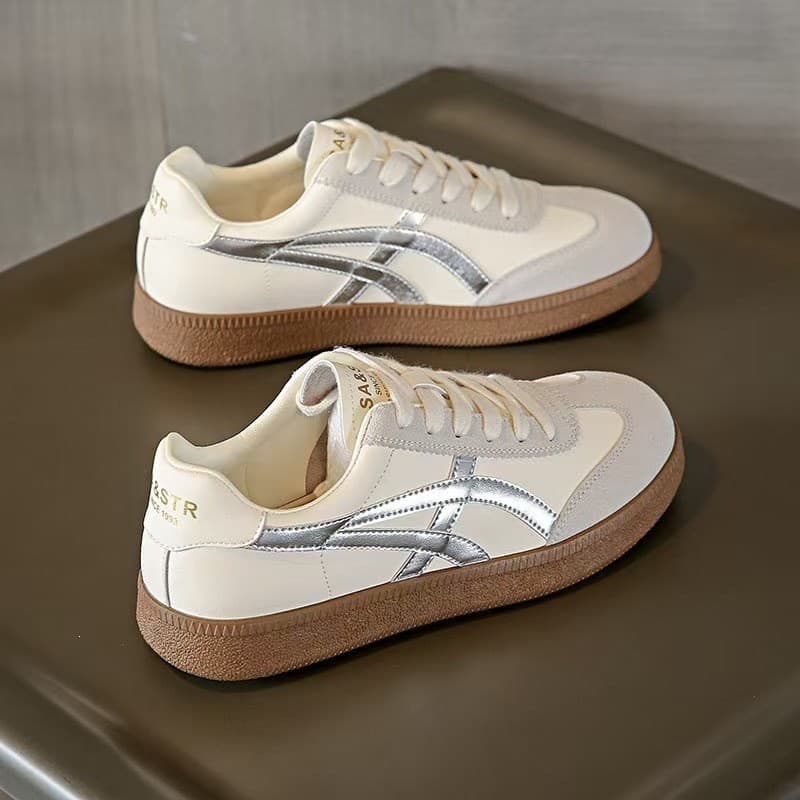 Sapatos de treinamento alemão sapatos brancos planos de couro feminino 2026 primavera All-Match tênis casuais esportes F