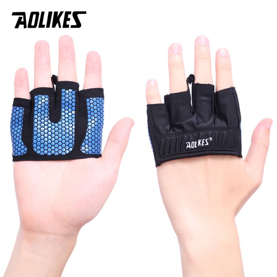 AOLIKES 1 Par De Luvas De Meio Dedo Para Academia Fitness Mulheres Homens Luva De Treino Crossfit