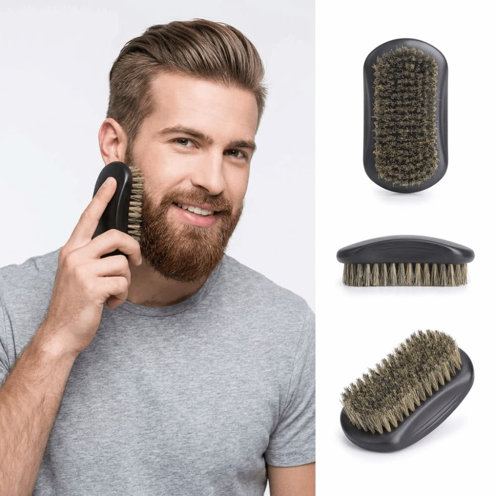 Escova De Barba INTREE , Cerdas Naturais Macias De Javali Cabelo Densas