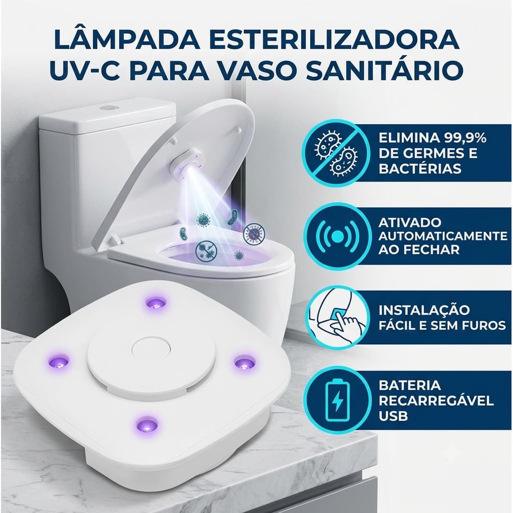 Esterilizador De Banheiro UV Elétrico Inteligente ​ Lâmpada À Prova D'água Com Limpador De Comprimidos De Aromaterapia