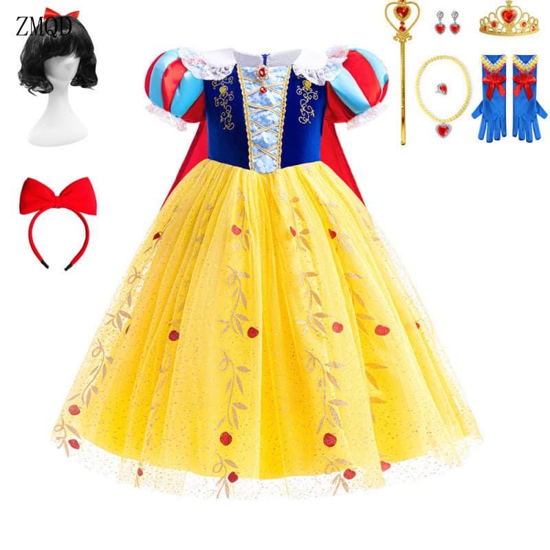 Fantasia de Princesa Branca de Neve para Menina, Vestido de Princesa para Halloween e Festa de Carnaval, Roupas de Cospl