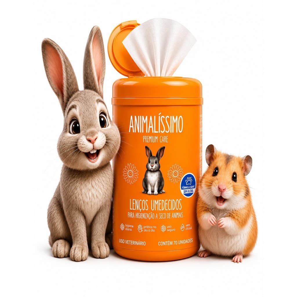 Lenços Umedecidos Higiene A Seco Coelhos Hamsters Roedores