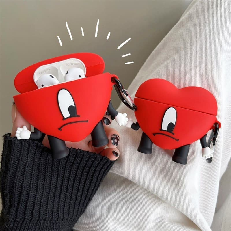 Conjunto de fones de ouvido Bluetooth sem fio em formato de coração para AirPods 1/2/3 Pro/Pro2/AirPods4, vem com uma ca