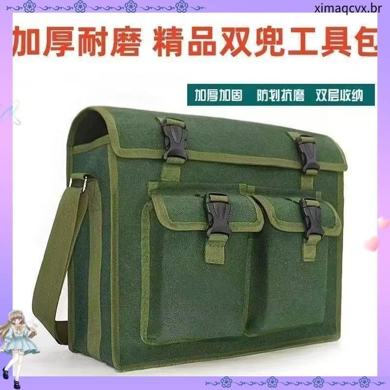 Bolsa de ferramentas de lona espessada, resistente ao desgaste, eletricista, grande capacidade, canteiro de obras, carpi