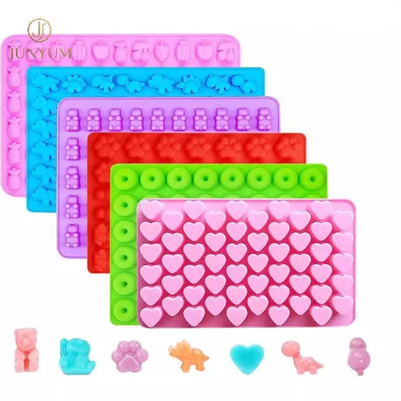 Junyuem 1/5 Pçs Moldes De Silicone Doces De Qualidade Alimentar Com 2 Conta-Gotas Bandejas De Geléia De Goma Para Pai-Fi