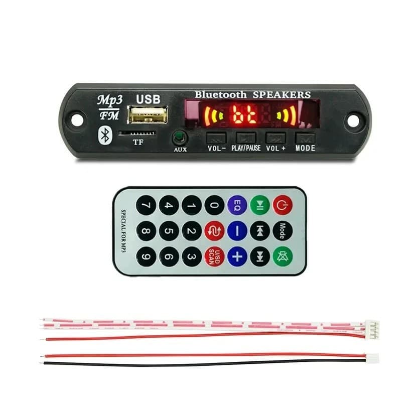 Placa Decodificadora MP3 rádio FM som bluetooth 12V USB e Cartão de Memória SD