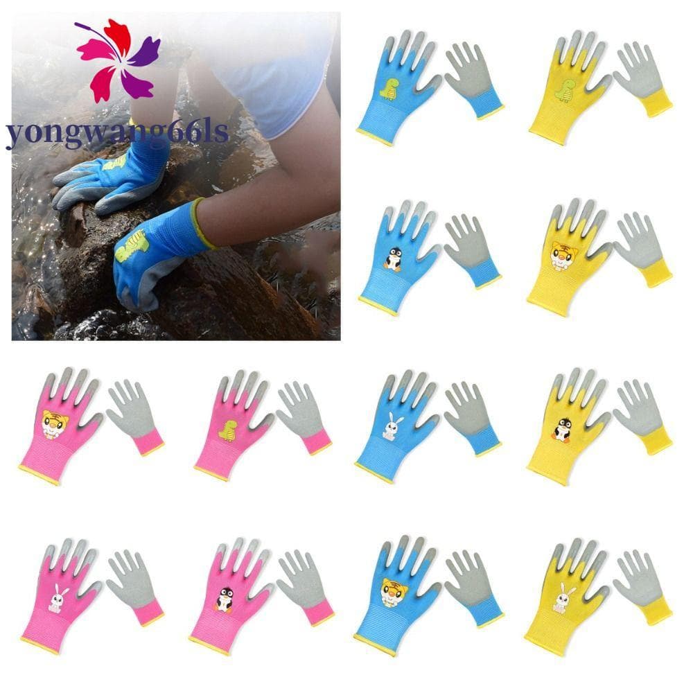Luvas De Trabalho De Jardim YONGWANG , Jardinagem Infantis Respiráveis Antiderrapantes , Padrão Animal