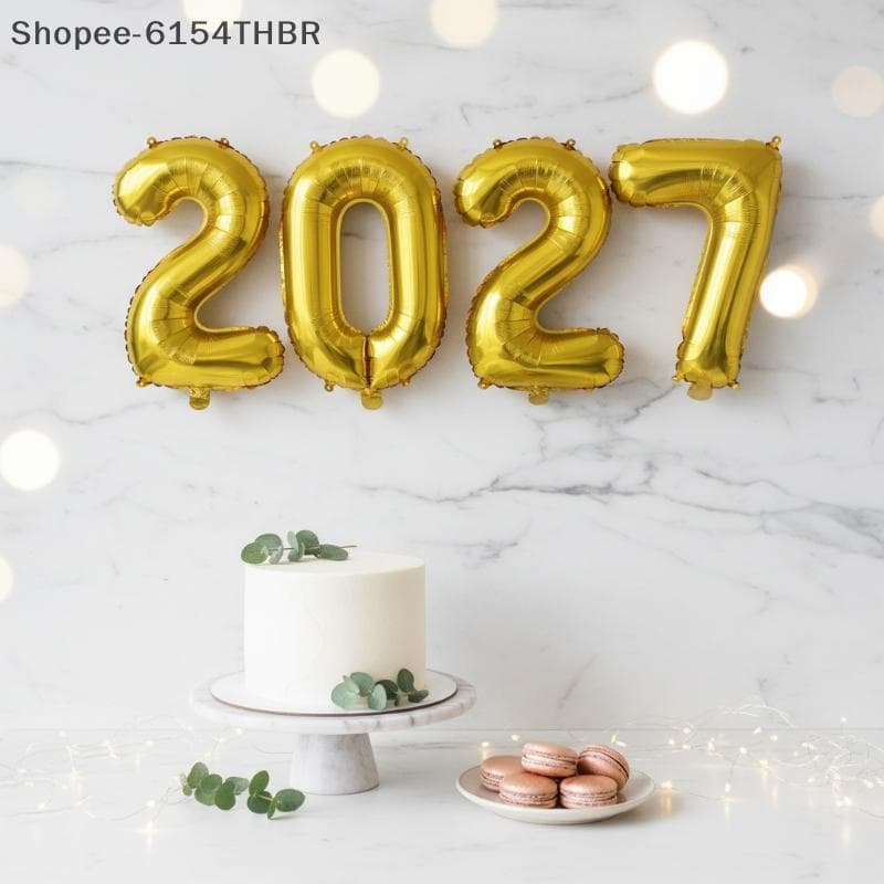 [RG] Balões Numéricos De 2027 Folha Autovedante Multicolorida De 16/32 Polegadas Para Decorações De Festa De Natal E Ano