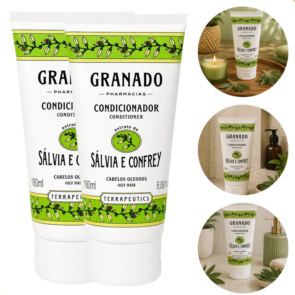2 Condicionadores Granado Sálvia Confrey 180ml Cabelo Oleoso