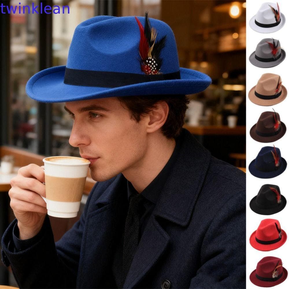 Chapéu Topper , Fedora Vestir-Se Decorações De Penas , Jazz Vintage Panamá Mostrar Chapéus Festa Foto Adereços