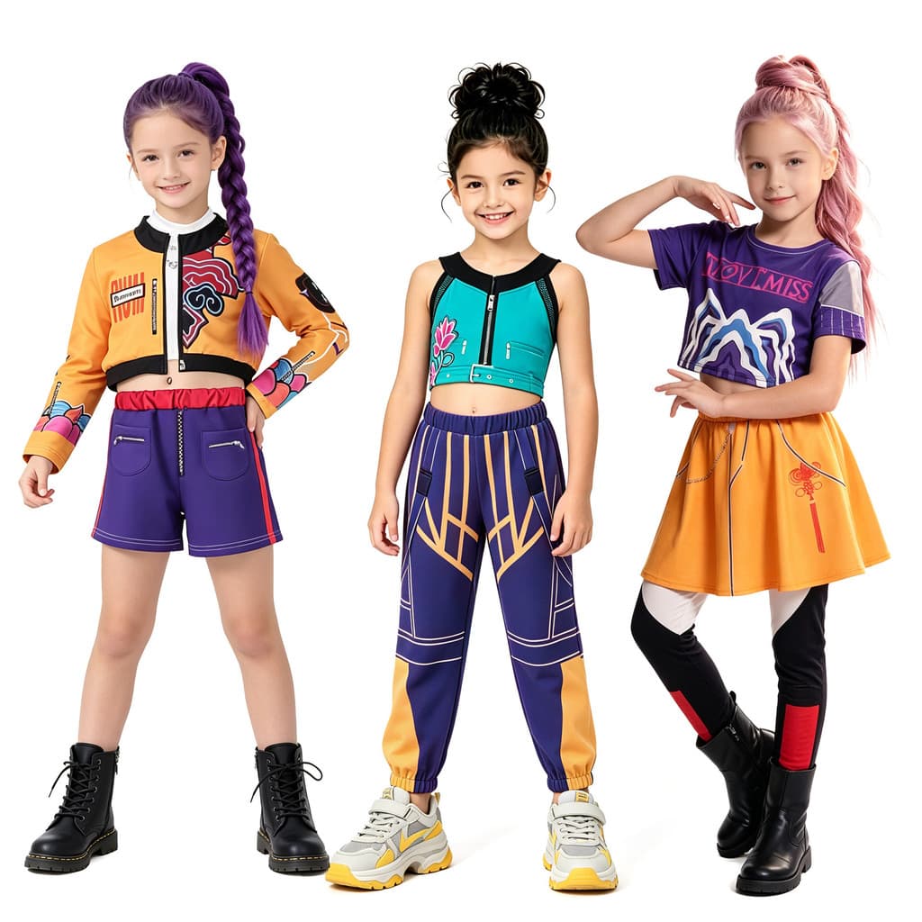 Meninas Hip-Hop trajes de dança de rua contraste cor impresso terno Umbilical crianças passarela legal dança desempenho