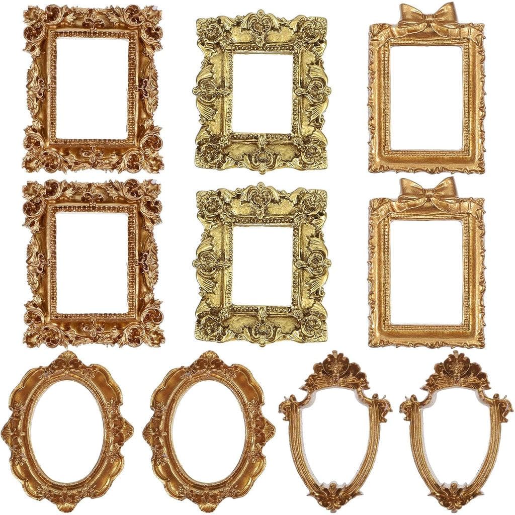 10 Peças de Mini Porta-Retratos, Mini Porta-Retratos Dourados, Porta-Retratos Vintage Pequenos em Resina para Exibição d
