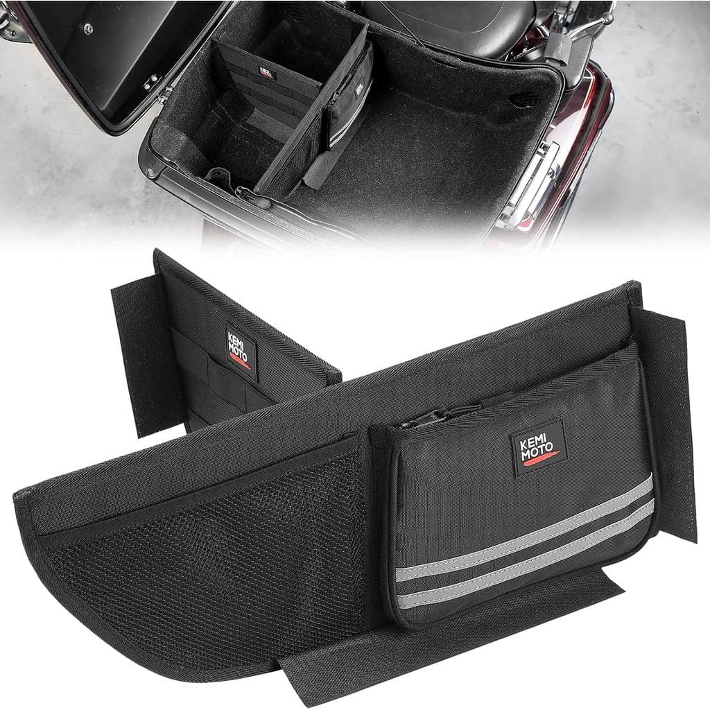 Organizador KEMIMOTO para armazenamento em baú de viagem com bolso de malha e divisórias, compatível com Touring CVO Roa