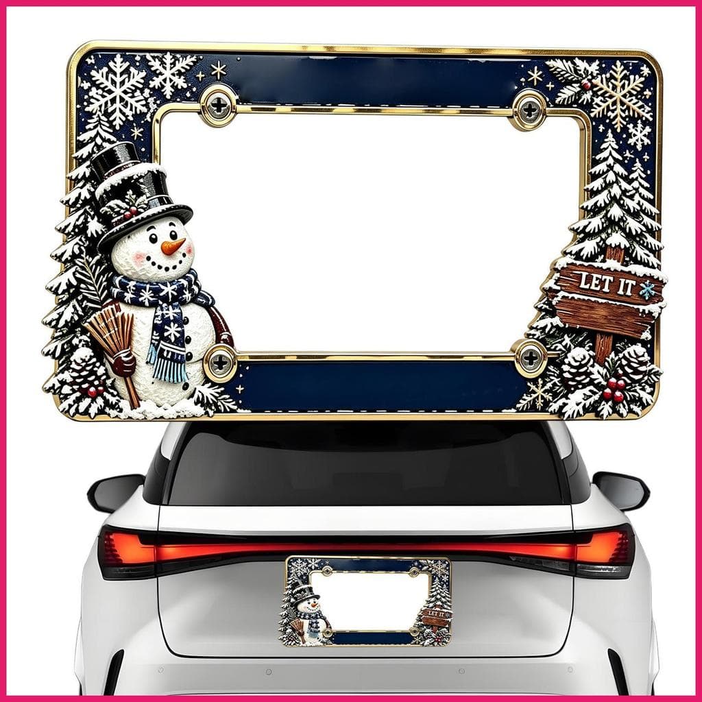 Quadro Da Placa De Licença Do Carro Universal À Prova Dwaterproof Água Natal Boneco De Neve Decoração De Para Sedan SUV