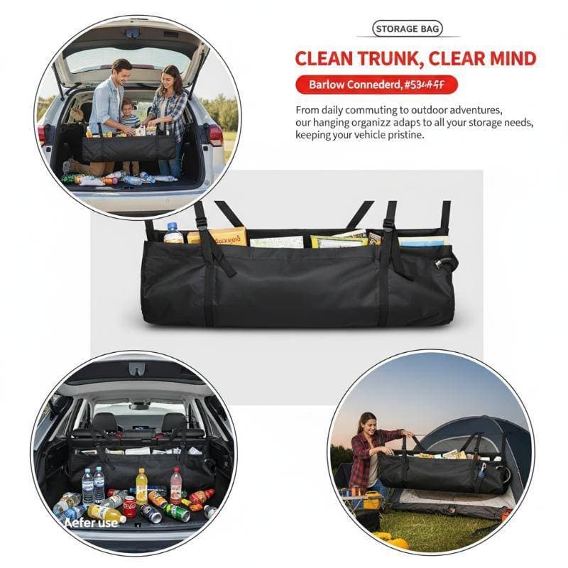 Organizador De Porta-Malas De Carro Oxford Bolsa De Armazenamento De Alta Capacidade Multiuso Com Rede Largepartment Par