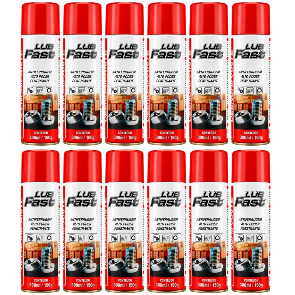 Kit Desengripante Spray 300ml 12 Unidades Lub Fast