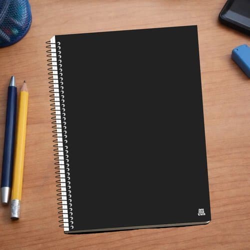 Caderno preto 10 materias 140 folhas capa estudo anotacoes escrever universitario resistente