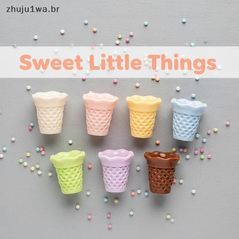 10 Pçs Bonito Mini Simulação Crocante Waffle Sorvete Cones Encantos Para DIY Chaveiro Projetos De Artesanato Decorações
