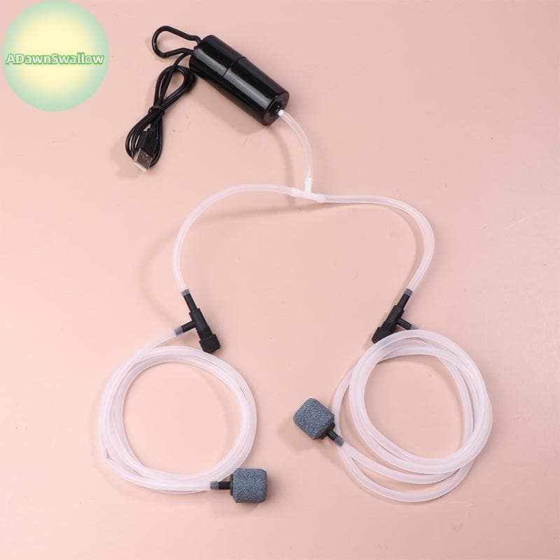 ADS Aquário USB Bomba De Ar De Oxigênio Tanque De Peixes Portátil Dual-hole Silencioso Compressor Aerador Mini Pequeno O