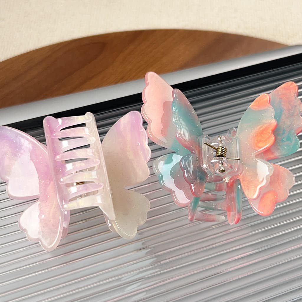 Francês primavera verão novo estilo mudança de cor borboleta Grab clip suave doce fresco grampo de cabelo senhoras atmos