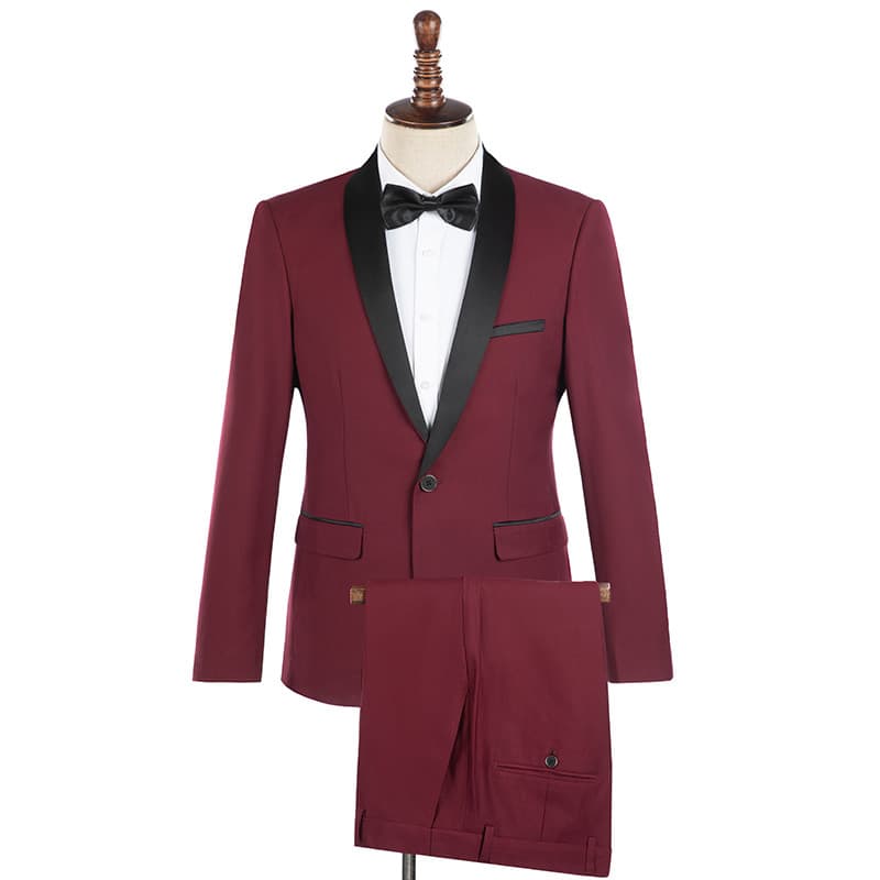 Homens Qingguo colarinho noivo terno de casamento vestido bonito anfitrião palco desempenho traje jantar terno de duas p