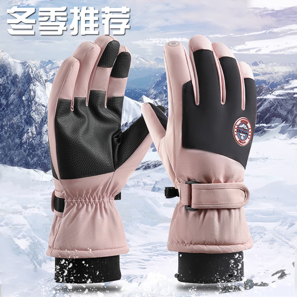 Luvas de esqui masculinas forro de lã de inverno engrossado equitação mulheres tela sensível ao toque quente estilo simp