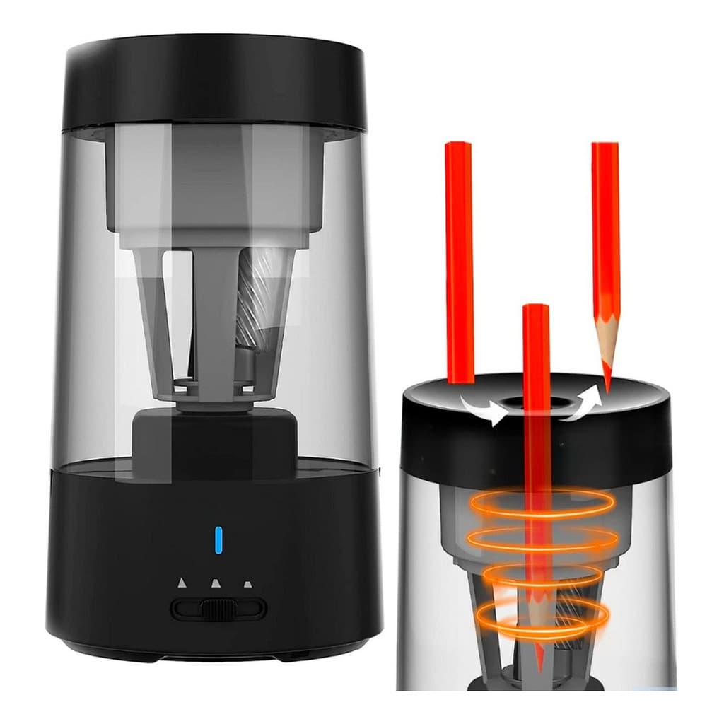 Apontador De Lápis Elétrico Usb Prático Escolar Cor Preto