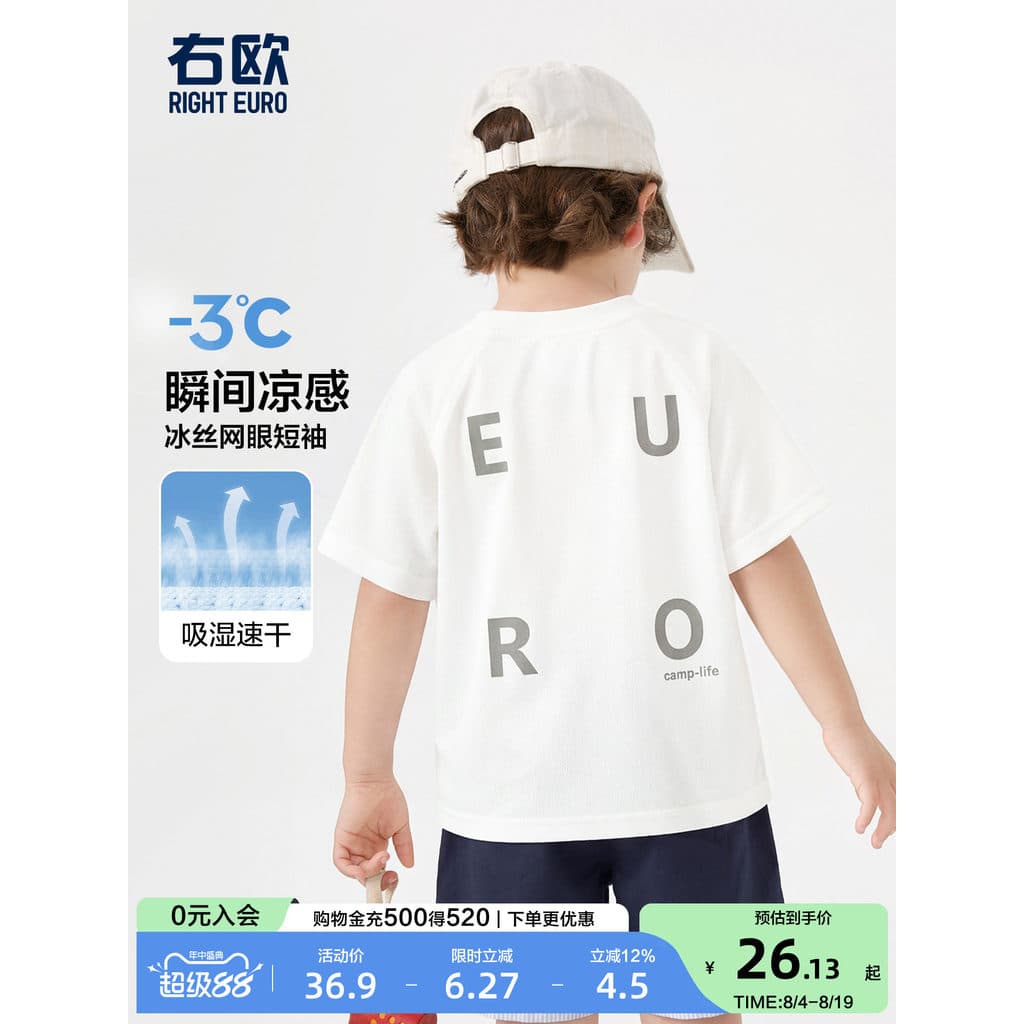Right Ou meninos meninas camisetas de manga curta branco moda verão novo estilo roupas infantis estilo fino respirável H