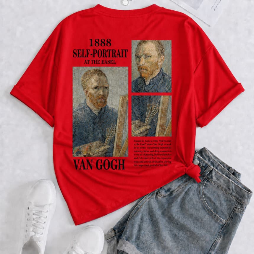 Camiseta Van Gogh Autorretrato 1888 Estampa de Arte Clássica Vintage 100% Algodão