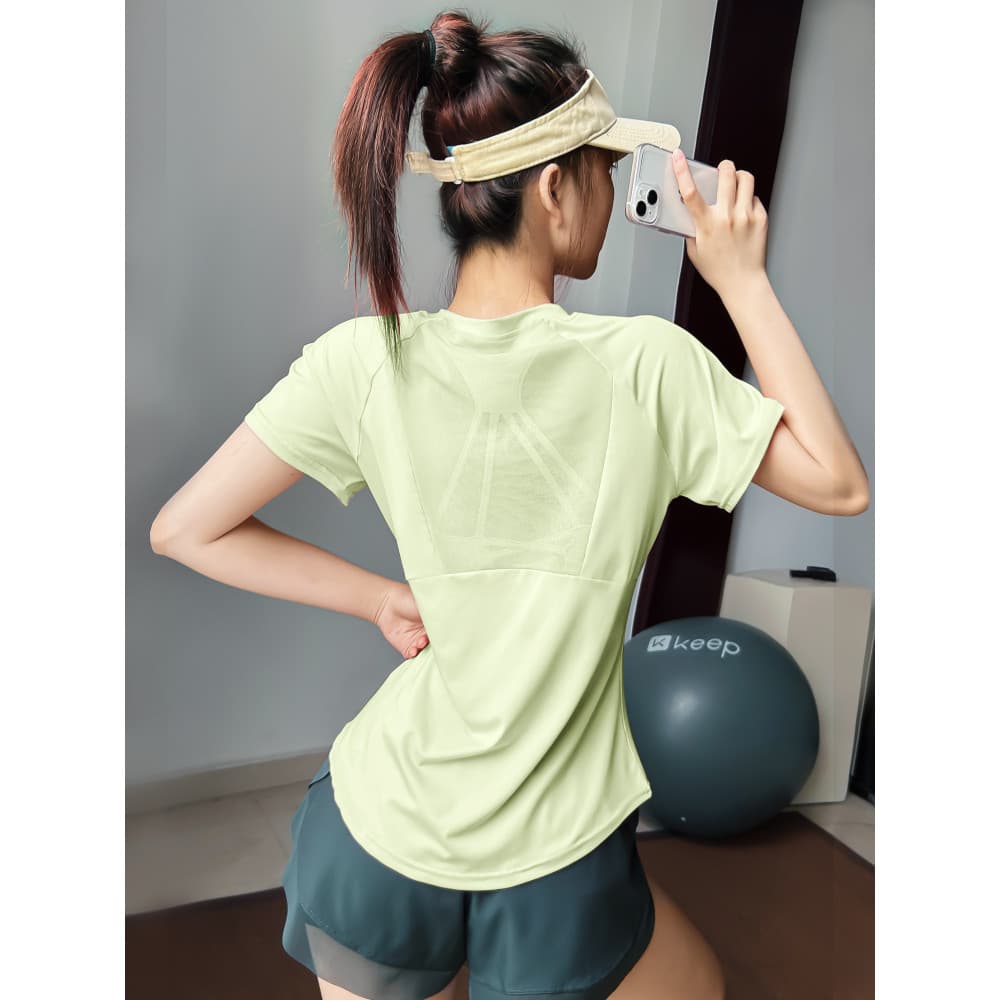 Primavera verão esportes terno feminino de secagem rápida camiseta de manga curta cintura alta Shorts esportivos de duas