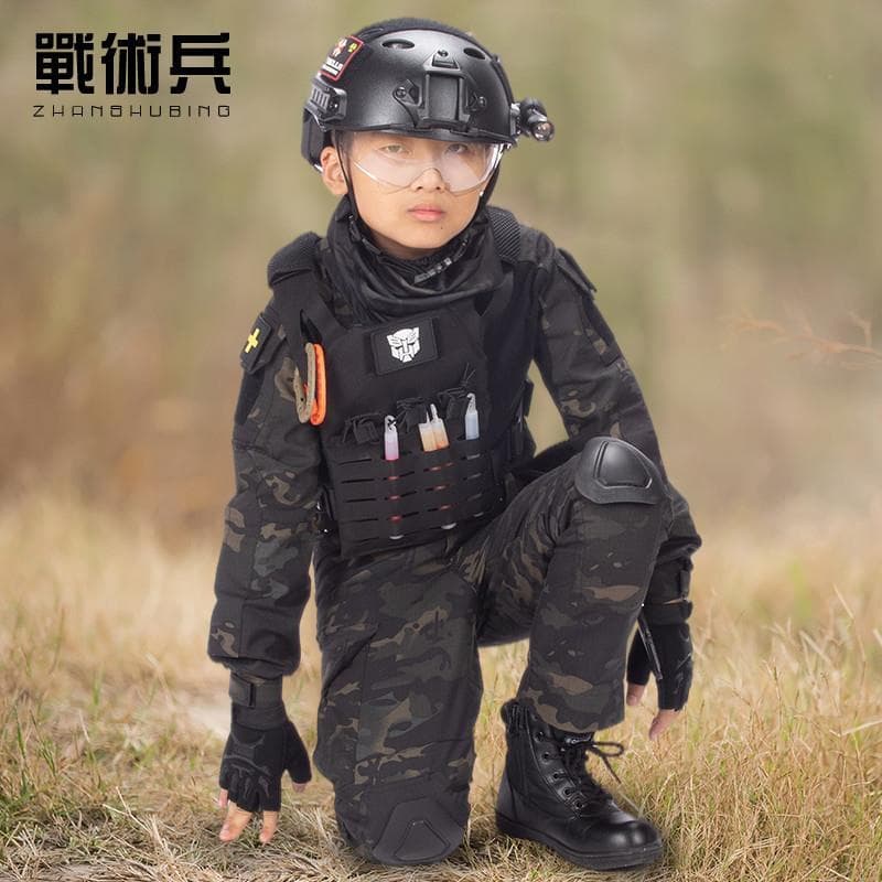 Soldados táticos tigres voadores crianças camuflagem sapo uniforme CS comer campo de frango pai-filho usar militar T