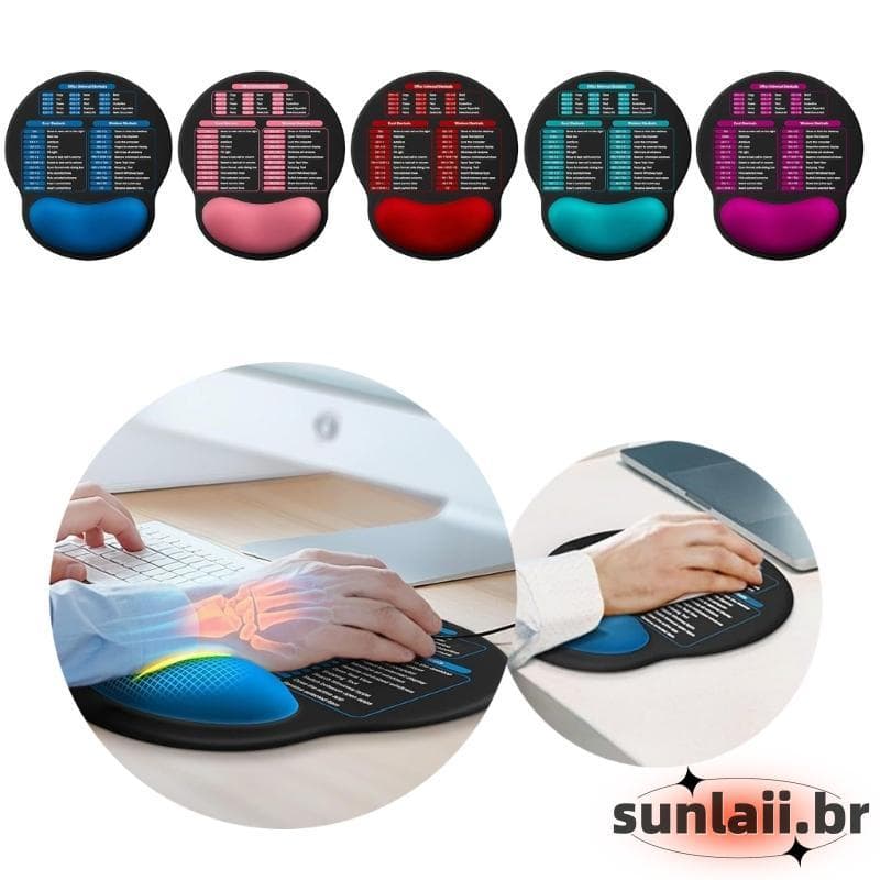 SUNLAII Mouse Pad De Tamanho Grande Com Descanso De Pulso E Guia De Teclas De Atalho Para Teclado De Escritório Superfíc